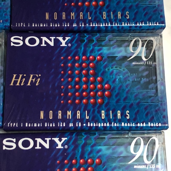 Lot of 7 Sony Hi-Fi Type I Normal Bias 90 Minutes Blank Cassette Tapes SEALED - Picture 2 of 5